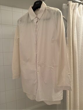 Classic Women's Long-Sleeve White Button-Up Blouse